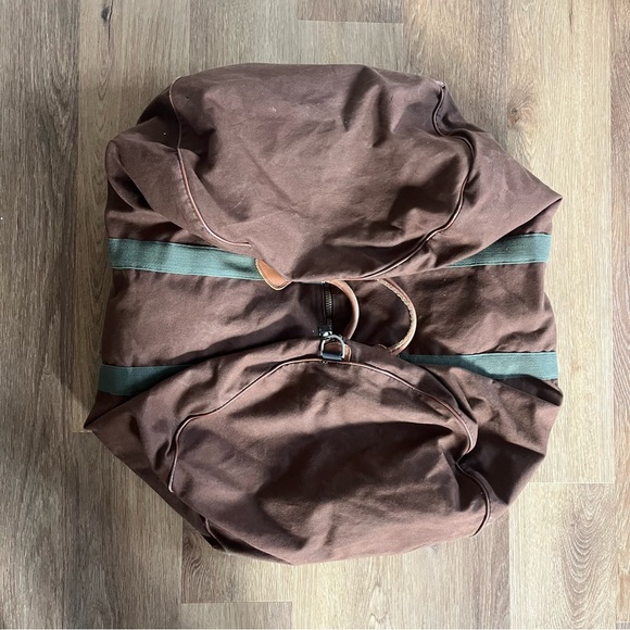 Vintage LL BEAN Brown Canvas Duffle Bag w Leather Trim Large Ivy League Trad 80s - Picture 10 of 11